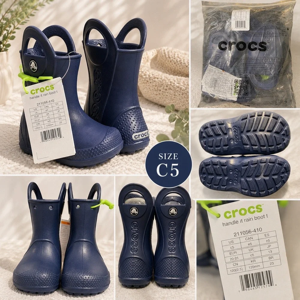 Crocs Handle It Rain Boot T Navy Blue Toddler Size C5 Waterproof 211056-410 NEW
